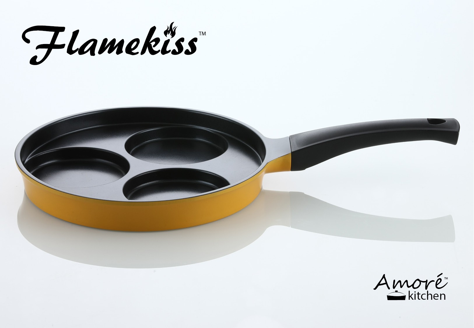Flamekiss 9.5 Orange Ceramic Coated Nonstick 3-Cup Egg Pan