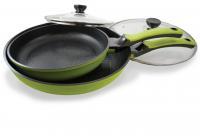 Bella Flame 4-Piece Cookware Set (12 AND 9.5 Green Ceramic Coated Nonstick Fry Pans)