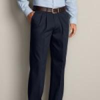 Men's Wrinkle-Free Relaxed Fit Pleated Performance Dress Khaki Pants