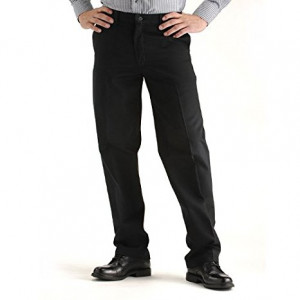 Lee Jeans Men's Wrinkle Resistant Relaxed Plain Front Pant, Black